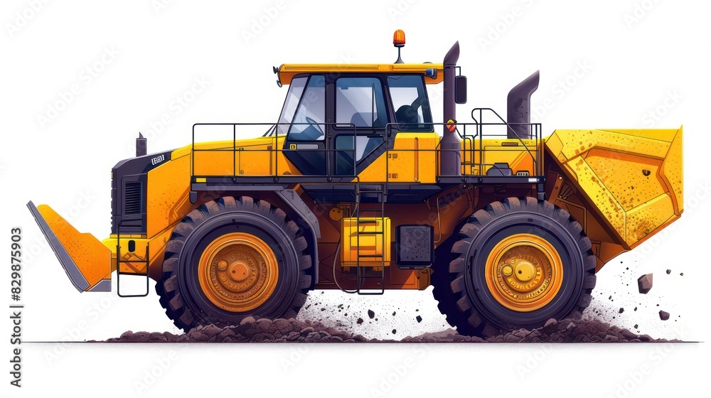 Vector icon of crawler loader, minimal design isolated on white, perfect for construction and earthmoving equipment. Vector icon of crawler loader, minimal design isolated on white, perfect for construction and earthmoving equipment.