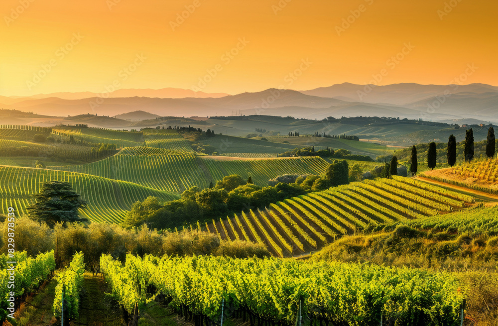 Beautiful Sunset Sky in Napa Valley Wine Country on Spring Vineyards , Mountains. Beautiful Sunset Sky in Napa Valley Wine Country on Spring Vineyards , Mountains.