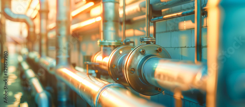 water pipe system in modern spacious building construction architectural detailed