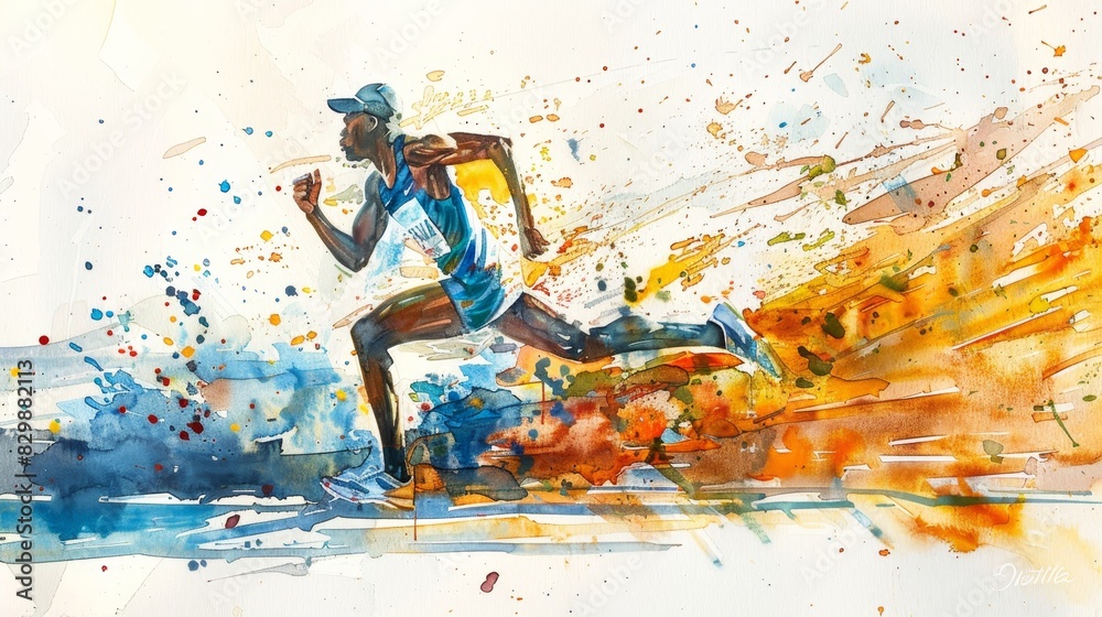 Craft an athlete watercolor that conveys the beauty and grace of sports Craft an athlete watercolor that conveys the beauty and grace of sports