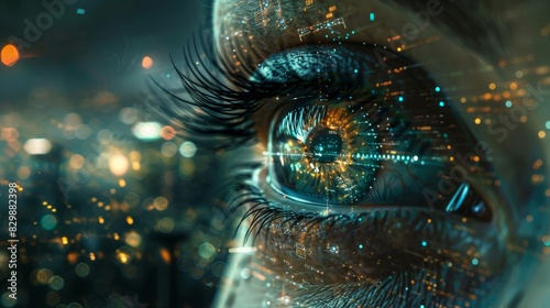Craft an image merging the cyber with the eye