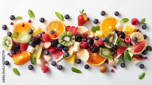 Craft an image of a balanced fruit salad