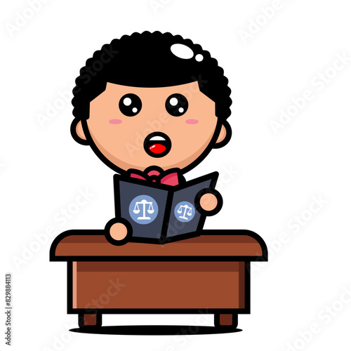 illustration of a male judge reading the verdict