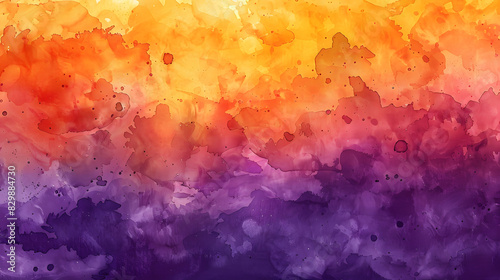 abstract watercolor background sunset sky orange purple. Generative AI.