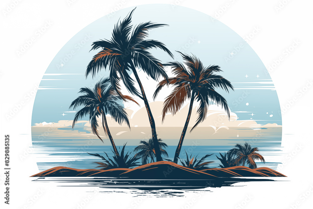 there is a picture of a tropical island with palm trees