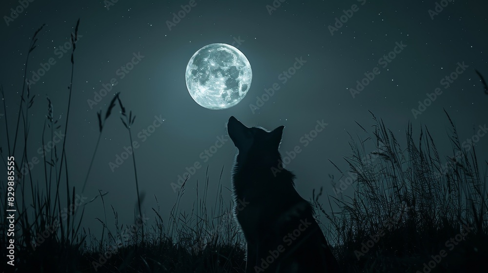 Craft an image portraying a dog gazing up at the moon Craft an image portraying a dog gazing up at the moon