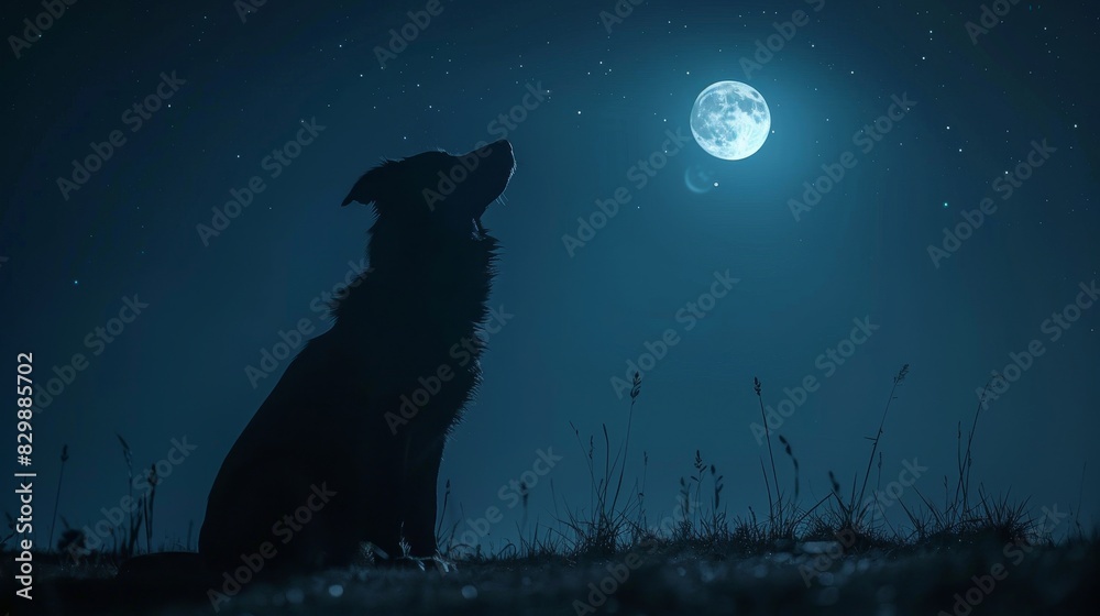 Craft an image portraying a dog gazing up at the moon Craft an image portraying a dog gazing up at the moon