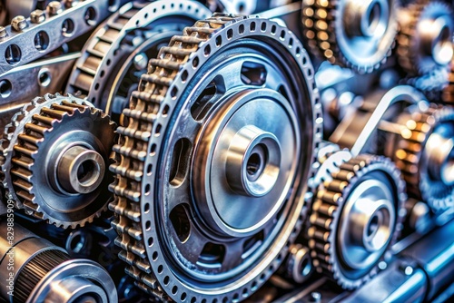  A detailed look at the timing chain and gears, showing the alignment and interaction of these critical components in maintaining engine timing.