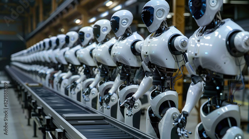 group of humanoid robots standing in a row