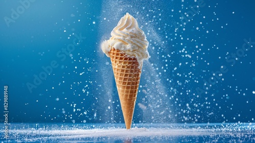 Ice cream cone on a blue background