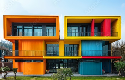 Colorful house facade for architectural themes created with Generative AI technology © Robert Herhold