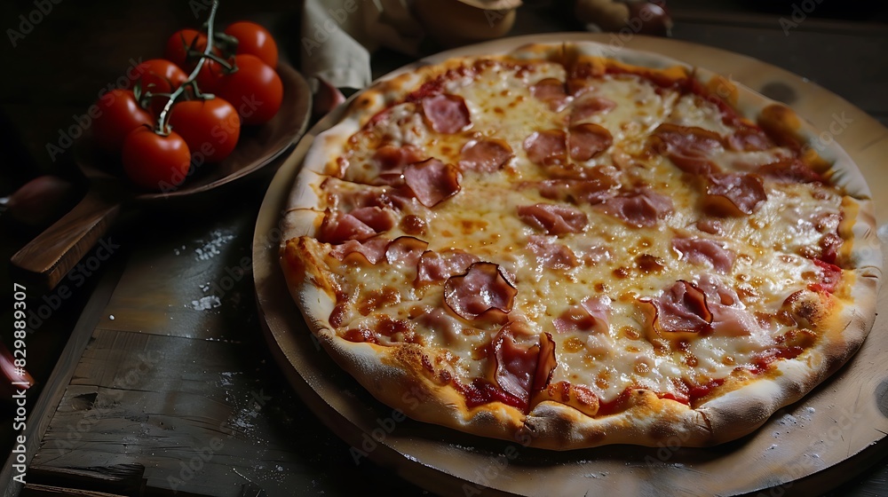 Stonebaked Pizza With Cheese And Smoked Salami