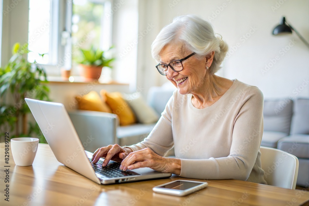 senior woman using laptop senior woman using laptop