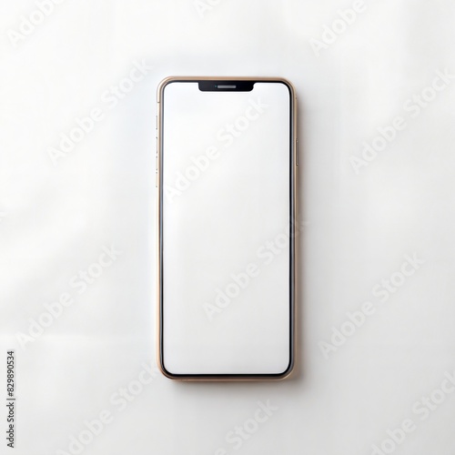 smartphone with blank screen white background mockup