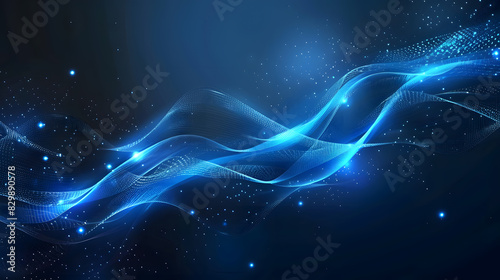 beautiful abstract wave technology background with blue light digital effect corporate concept. Generative AI.