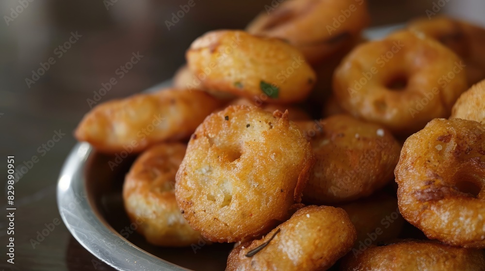 Close up of a plate of medhu vadai