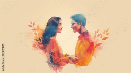 Illustrate human connection with a minimalist aesthetic. Depict two people shaking hands or hugging, using clean lines and a simple color scheme. Emphasize the warmth and positivity of the connection
