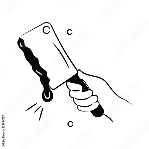 Get this amazing icon of doodle icon of butcher hand, cleaver knife vector