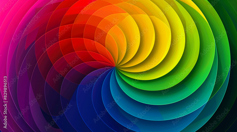 A colorful spiral with a rainbow of colors. The colors are bright ...
