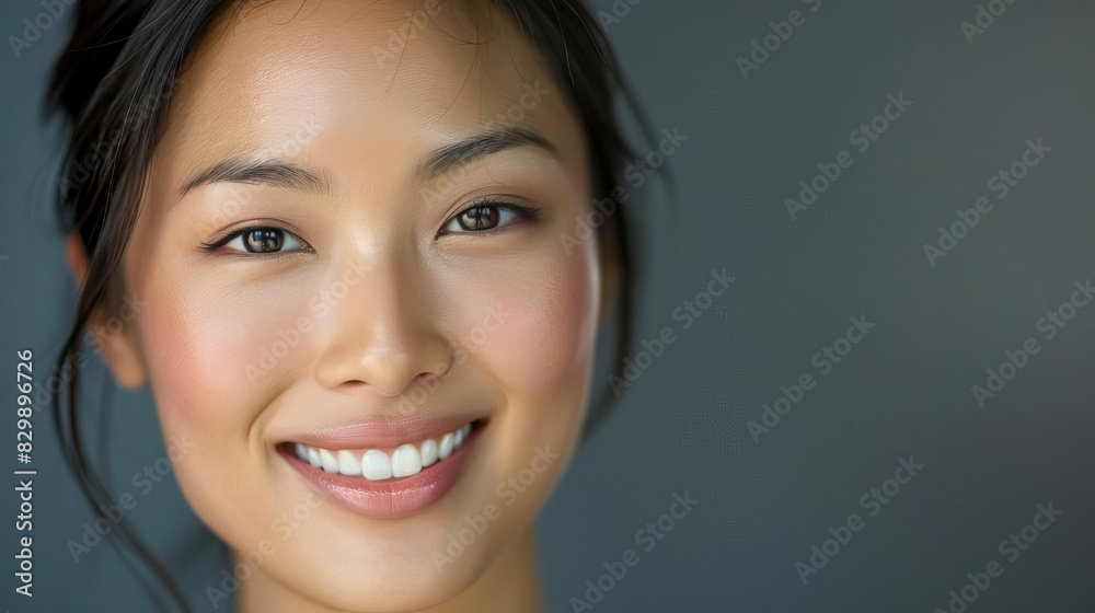 closeup portrait of smiling asian woman with flawless skin and soft natural makeup beauty photography closeup portrait of smiling asian woman with flawless skin and soft natural makeup beauty photography