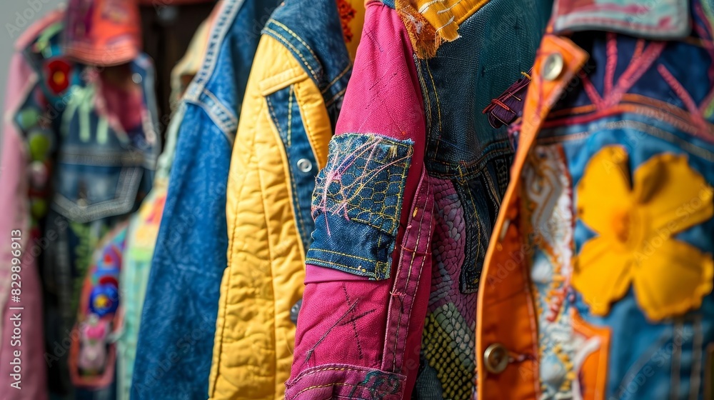 colorful jackets made from recycled clothing sustainable fashion concept circular economy