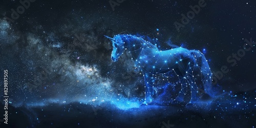 Blue Horse Running in Space photo