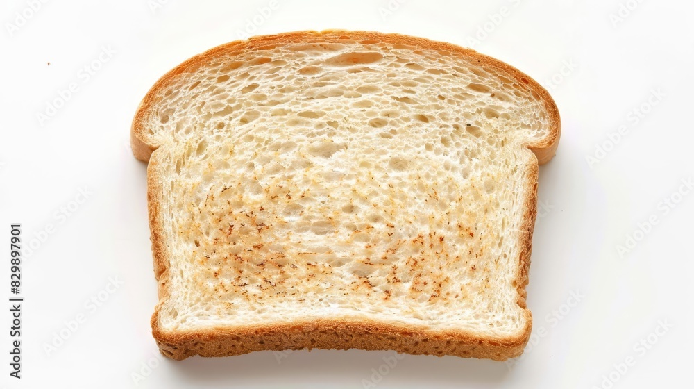 crisp slice of toasted bread isolated on white delicious breakfast food closeup crisp slice of toasted bread isolated on white delicious breakfast food closeup