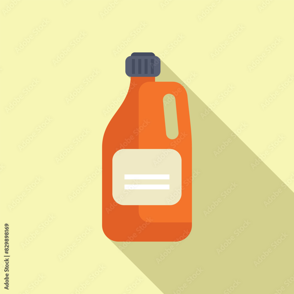 Flat design vector of an orange detergent bottle on a pastel background with shadow Flat design vector of an orange detergent bottle on a pastel background with shadow