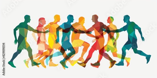 Group of abstract runners in bright colors.