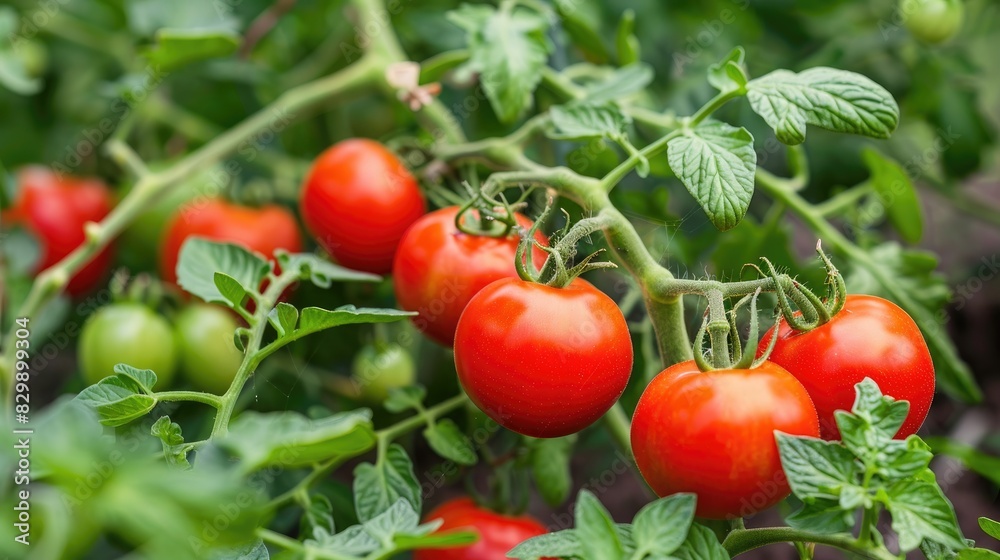 Tomato plant produces red vegetables