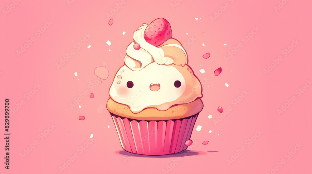 Check out this adorable and humorous 2d illustration of an ice cream cupcake Check out this adorable and humorous 2d illustration of an ice cream cupcake