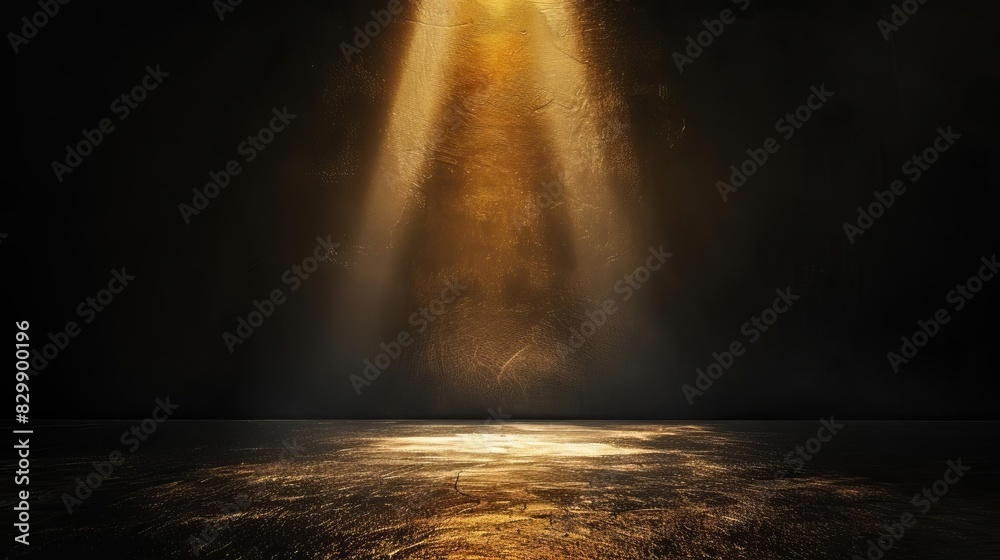 dramatic black and gold spotlight effect with grainy texture and color ...