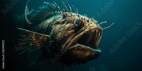 A deep sea fish with a large mouth and sharp teeth photo