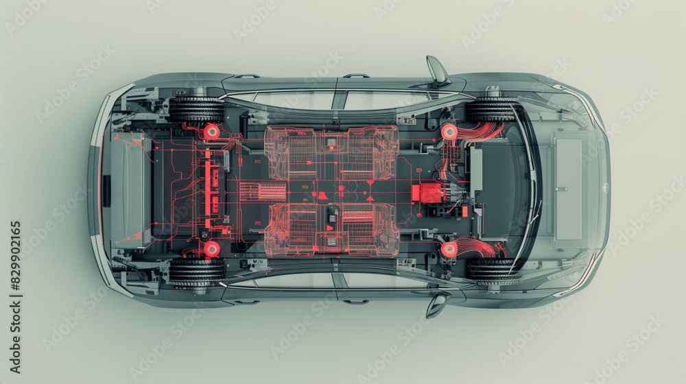 Obraz premium e/e architecture of software defined vehicle 