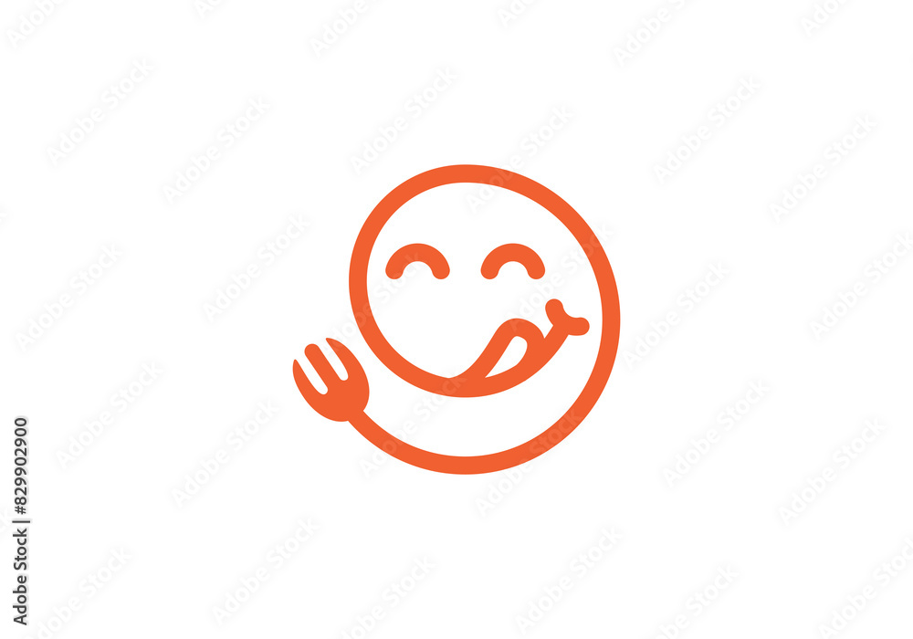 food smile logo design. happy food circle shape icon vector template food smile logo design. happy food circle shape icon vector template