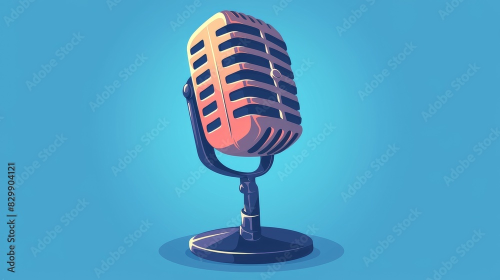 Illustration of a microphone icon in 2d format This flat cartoon style design of a microphone is perfect for web pages banners flyers stickers wallpapers and backgrounds Illustration of a microphone icon in 2d format This flat cartoon style design of a microphone is perfect for web pages banners flyers stickers wallpapers and backgrounds