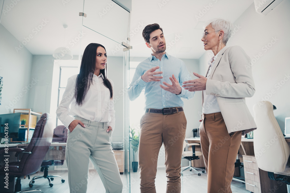 Photo of business people have meeting discussion strategy in modern workstation Photo of business people have meeting discussion strategy in modern workstation