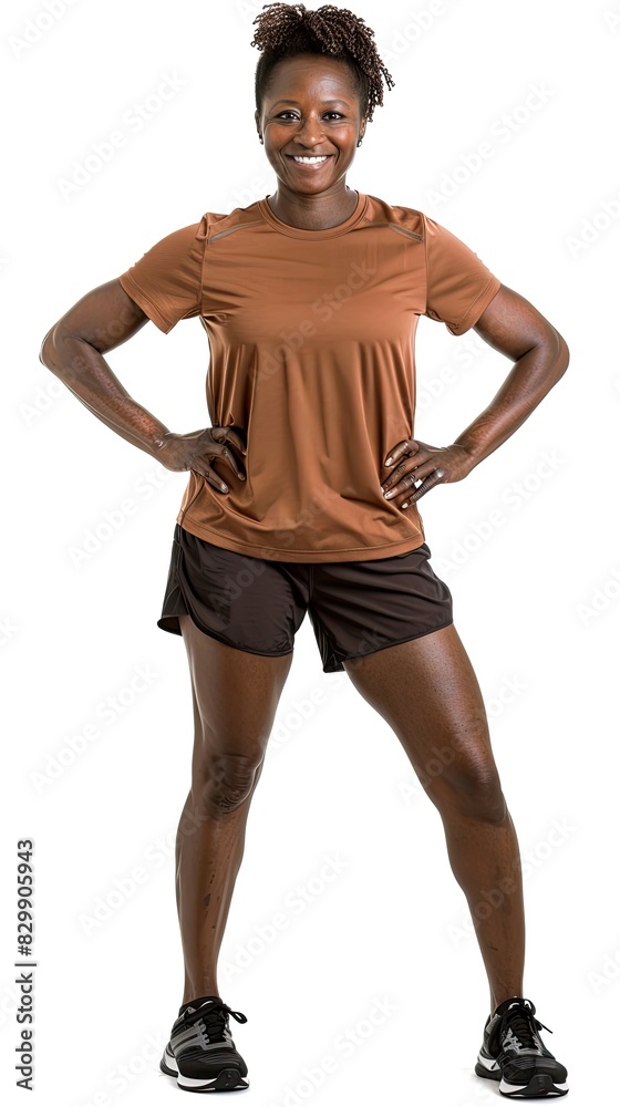 One African american black woman posing in sportswear, on white background, studio shoot. One African american black woman posing in sportswear, on white background, studio shoot.