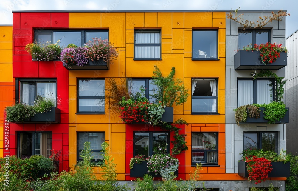 Fototapeta premium modern architecture concepts with colorful facades created with Generative AI technology