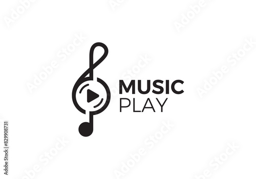 modern music note logo. abstract play music sound recording studio vector design