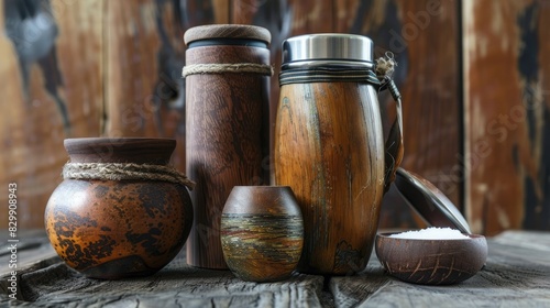 Argentinian mate kit including a thermos mate cup and sugar bowl © 2rogan