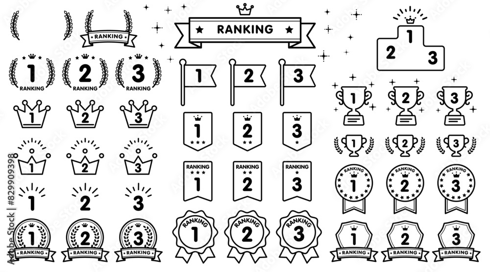 Obraz premium ベクターのランキングアイコンセット