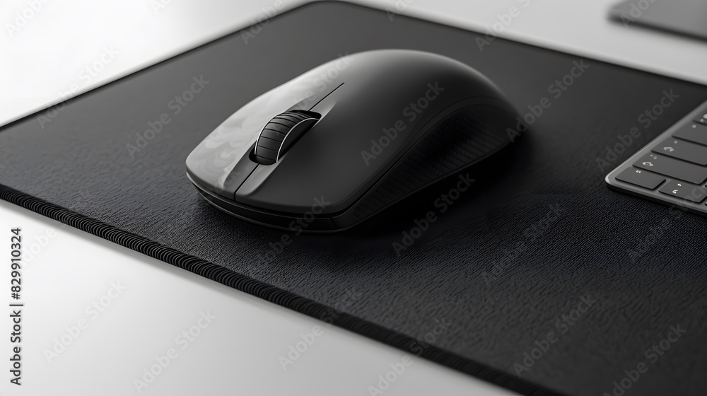 Black mouse pad mockup on white background, 3d rendering , closeup shooting, Black mouse pad mockup on white background, 3d rendering , closeup shooting,