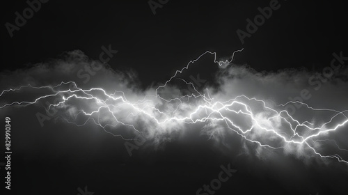 Lightning on black isolated background