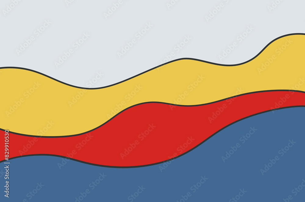 Soft yellow red blue abstract irregular color blocks Soft yellow red blue abstract irregular color blocks