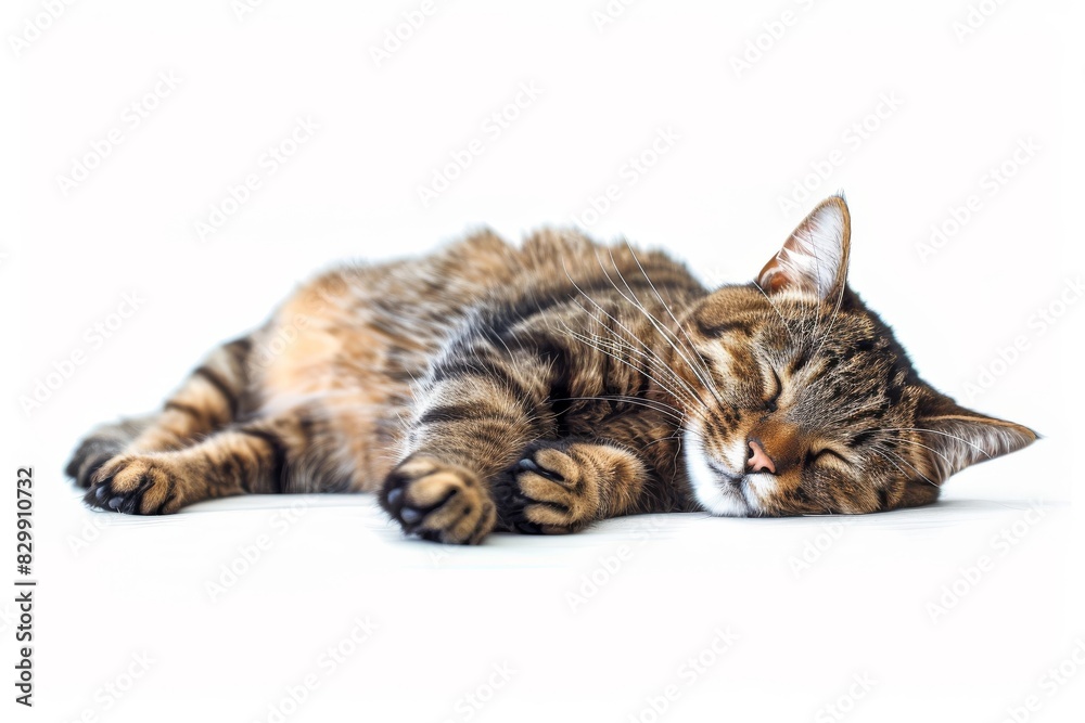 Cat resting on clear background - a peaceful feline nap on a see-through surface Cat resting on clear background - a peaceful feline nap on a see-through surface