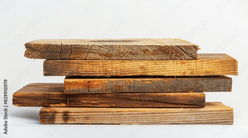 Fototapeta premium isolated 2x4 wood boards on white background construction material studio photography