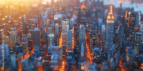 Panoramic View of New York Downtown at Night © Adobe Contributor