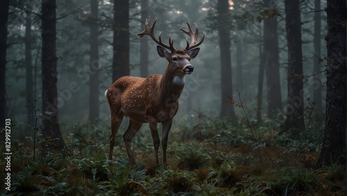 A narrative capturing the fleeting beauty of a solitary deer in a misty forest at dawn ai_generated © Haroon
