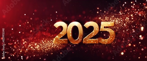 A red background with gold letters that say 2025 in the center